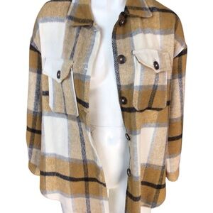 Fashion Nova Brown and White Utility Jacket size small